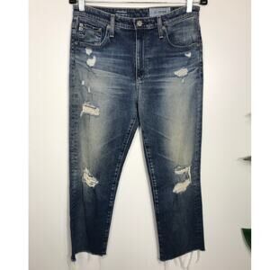 AG Jeans Women's Isabelle High Rise Straight Leg Ripped Distressed Summer Easy
